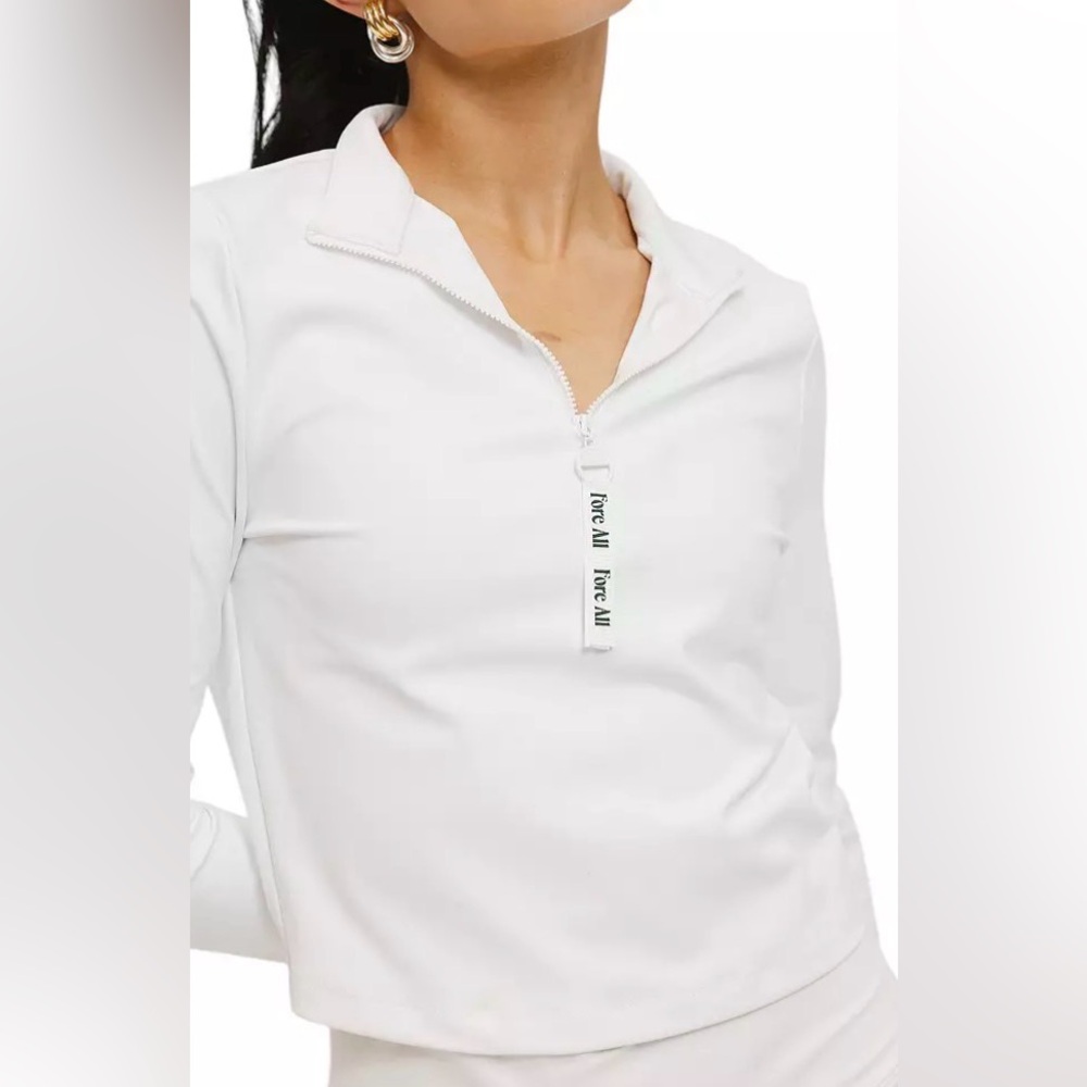 Women's White Quarter-Zip Sweatshirt